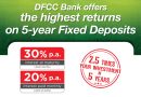 DFCC Bank offers the highest returns for 05-year fixed deposits